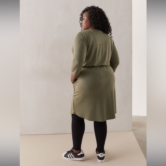 Fit And Flare 3/4 Sleeve French Terry Dress - Picture 2 of 10